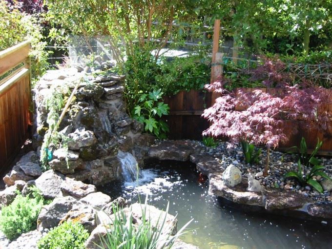 San Francisco fountain installation with koi pond
