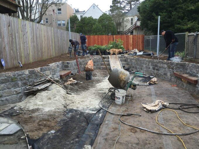 Digging down and building up: San Francisco cobbles used to build the retaining walls