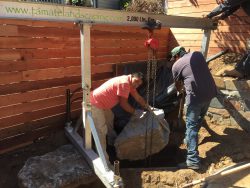 Craning a 1,000 lb Boulder into Place