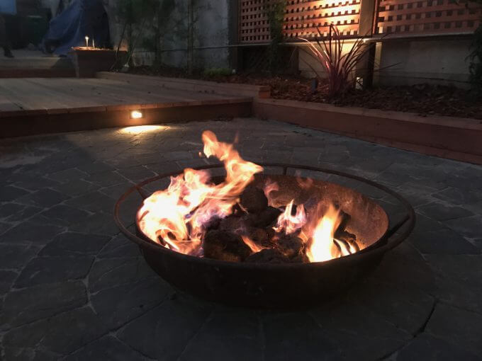 Backyard Landscape Project: Close up of natural gas fire pit