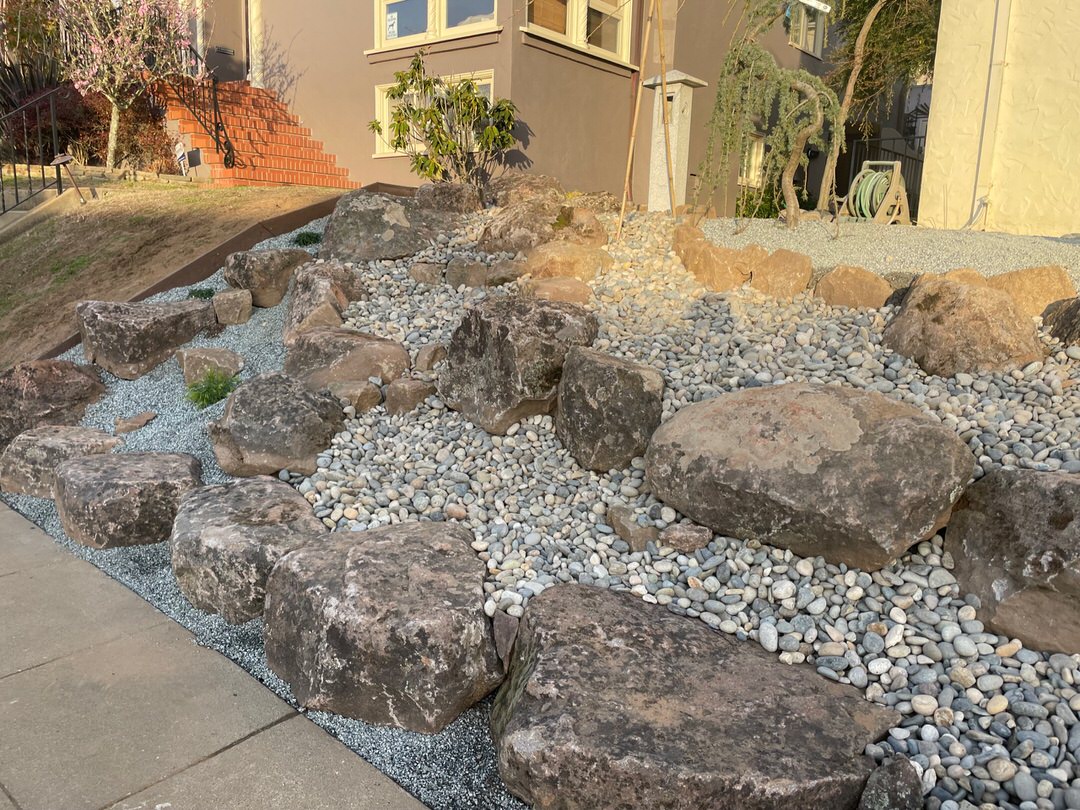 Completed dry creek in Saint Francis Woods, San Francisco