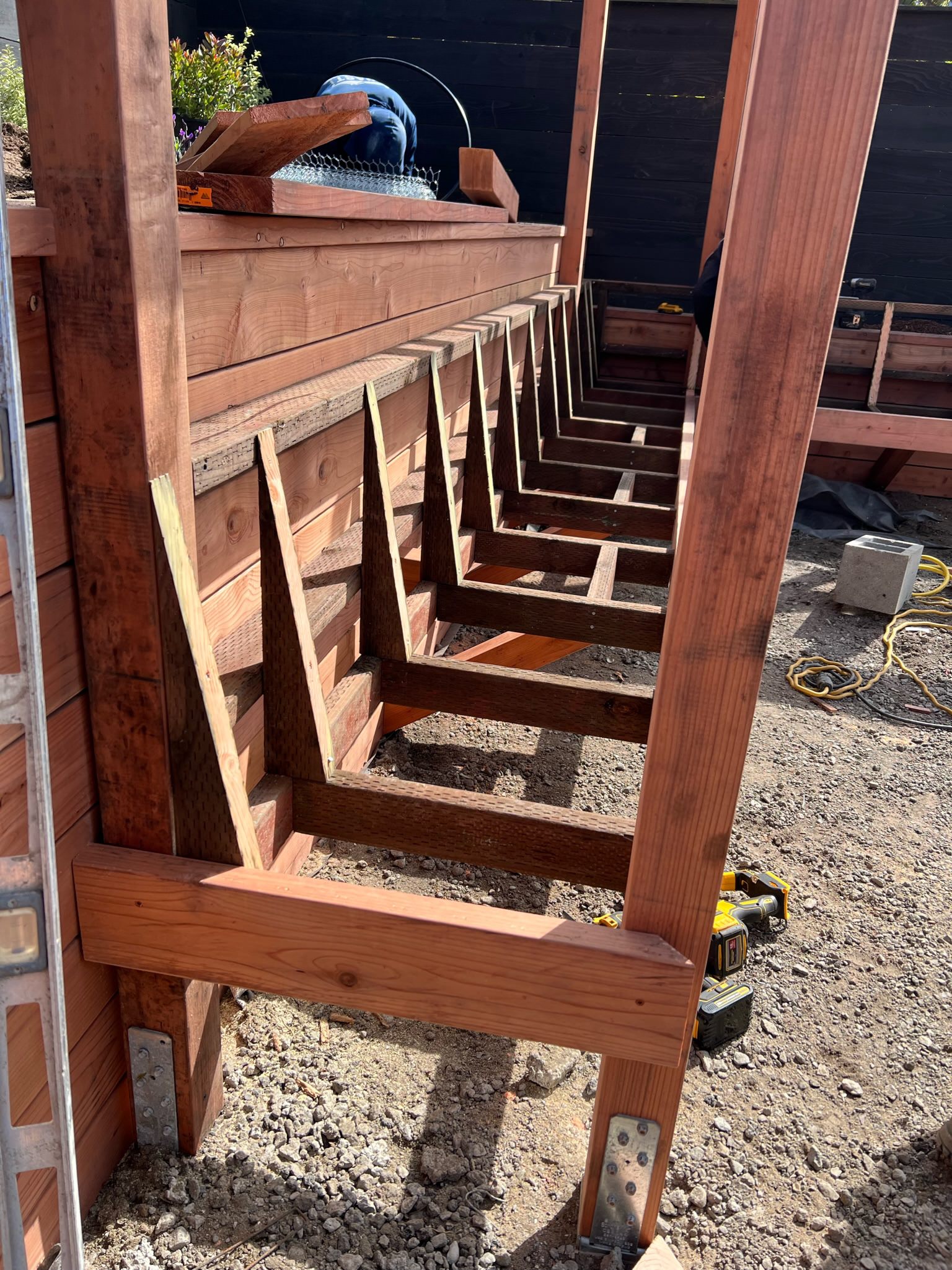 Bench frame being installed at our Outer Sunset, San Francisco project.