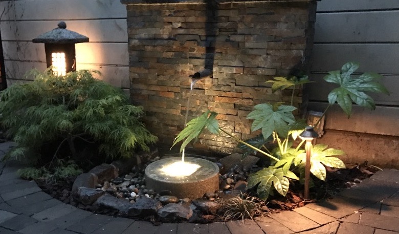 Front yard patio water feature