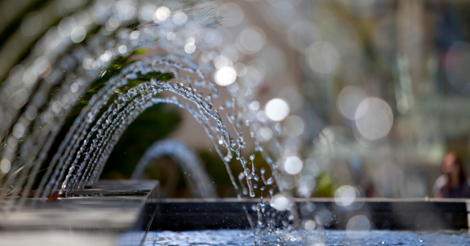 Water spray from a fountain